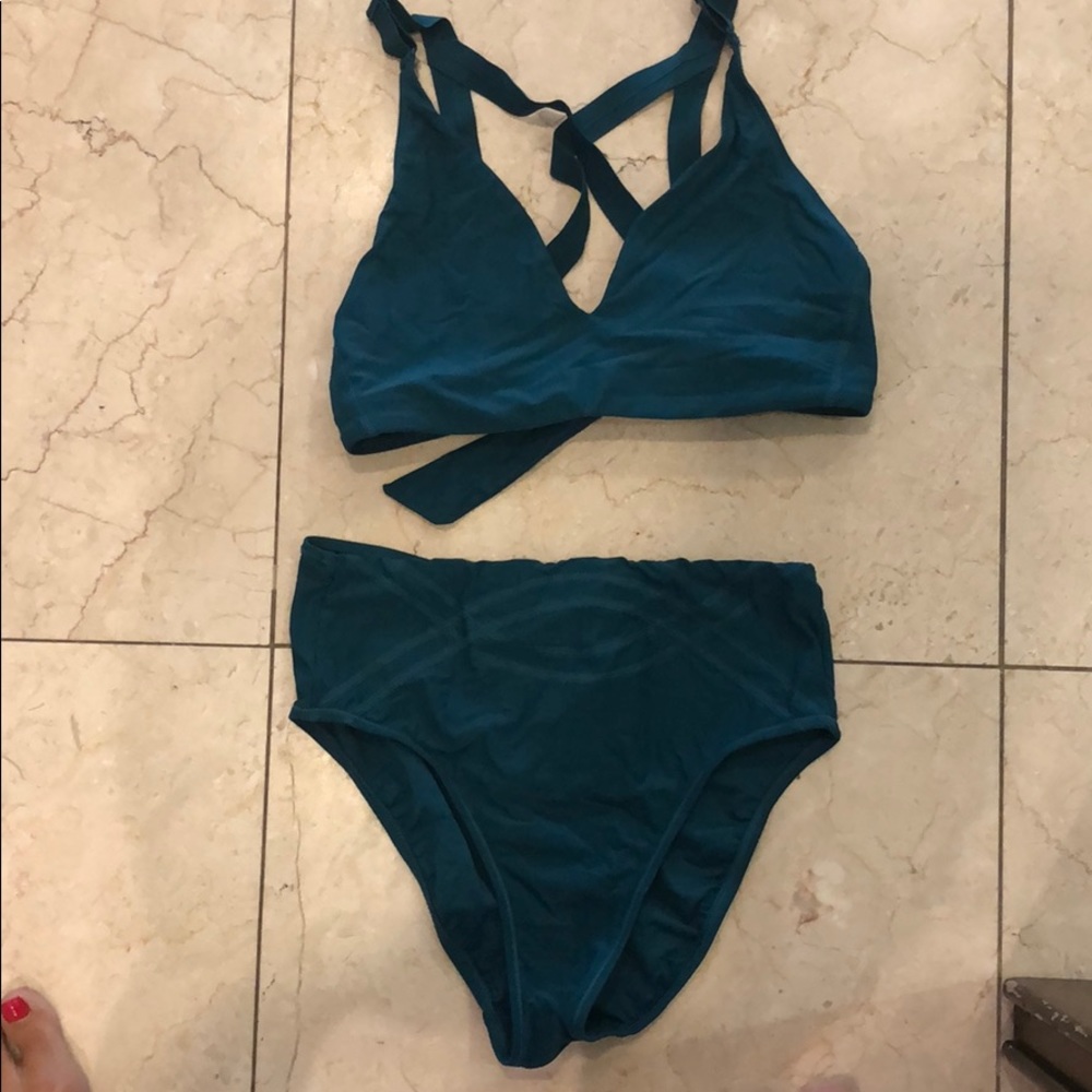X-Back Bralette Bikini Top w High Waisted Bottom